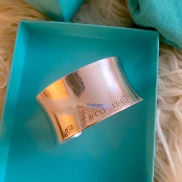 TIFFANY & CO. 1837 Wide Cuff Bracelet 925 Sterling Silver Sz Large